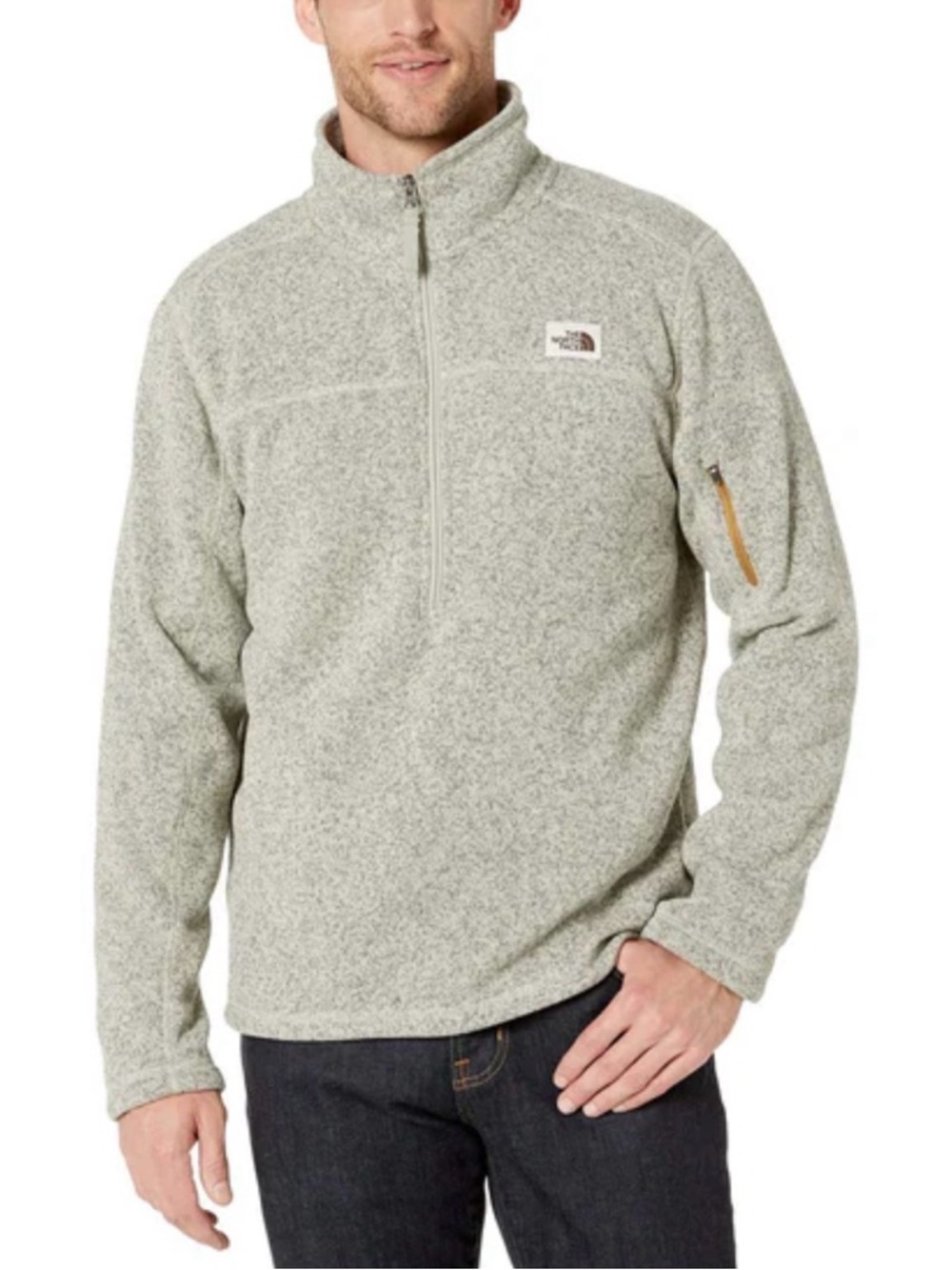 The North Face Yumiori Light Gray Heathered Quarter-Zip Fleece Pullover, Size M